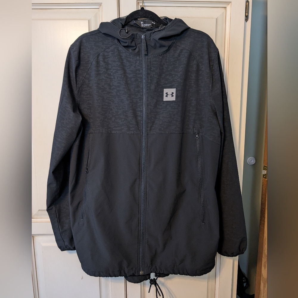 Under Armour Men's Black Sportstyle Fishtail Loose Fit Full Zip Hooded Jacket
